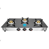 Glee Big Size 3 Burner Stainless Steel Body Toughen Black Glass Gas Stove